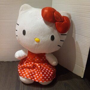 Sanrio 2018 Hello Kitty 12" Plush Red Dress Pink Hearts Red Hair Bow